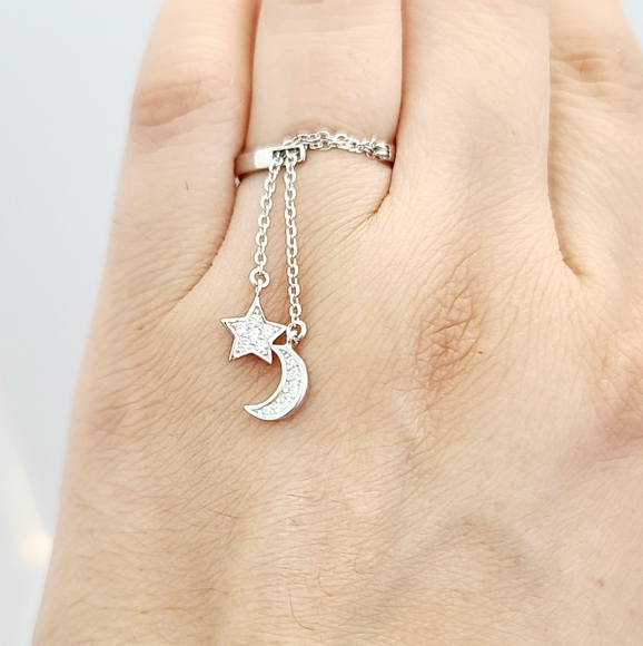 925 Sterling silver Jewelry - 925 Sterling silver moon/star charm ring. New